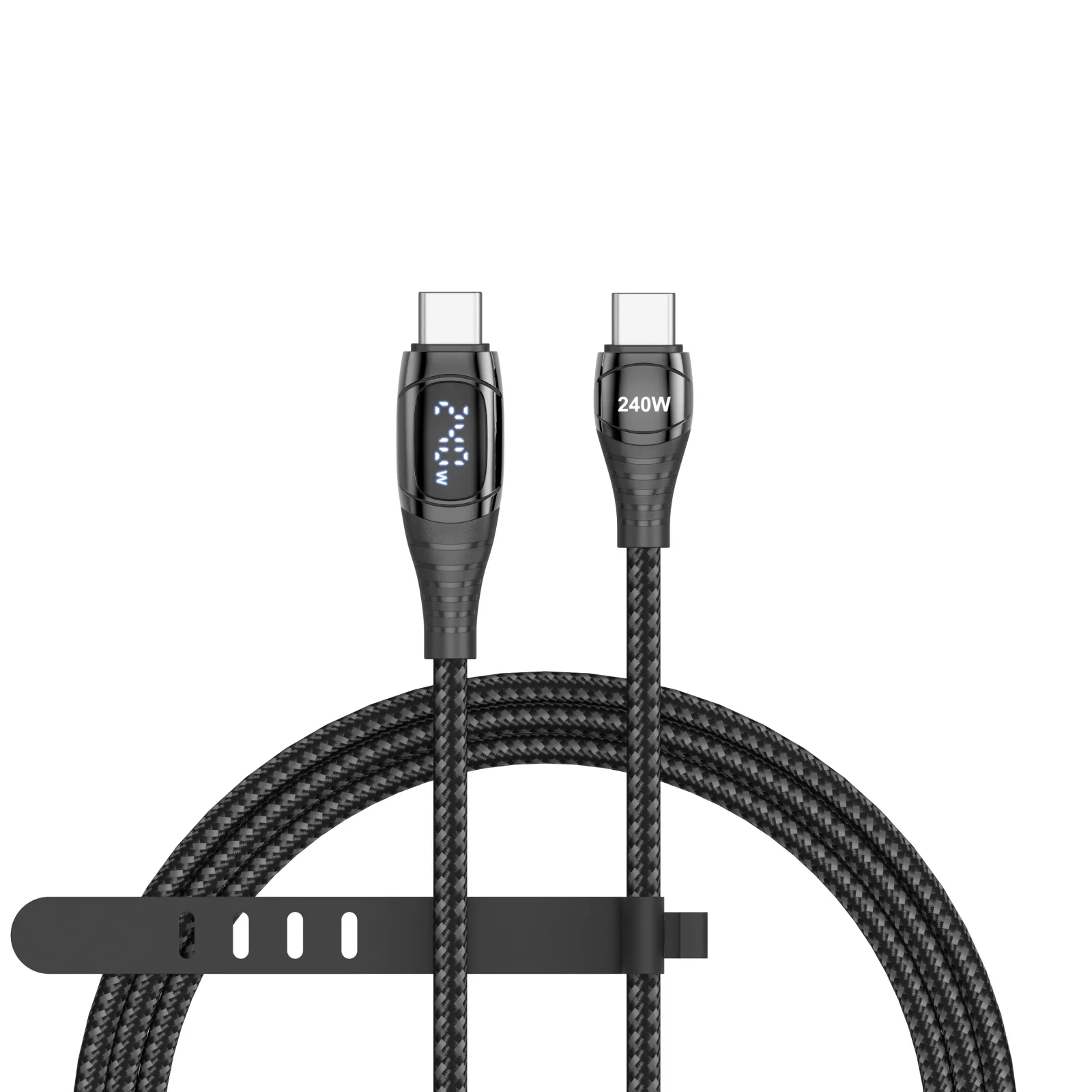 Cavo USB C A USB C Powerlinx Con Display LED: Ricarica Veloce PD 240W, Dati, Nero/Verde, 2m